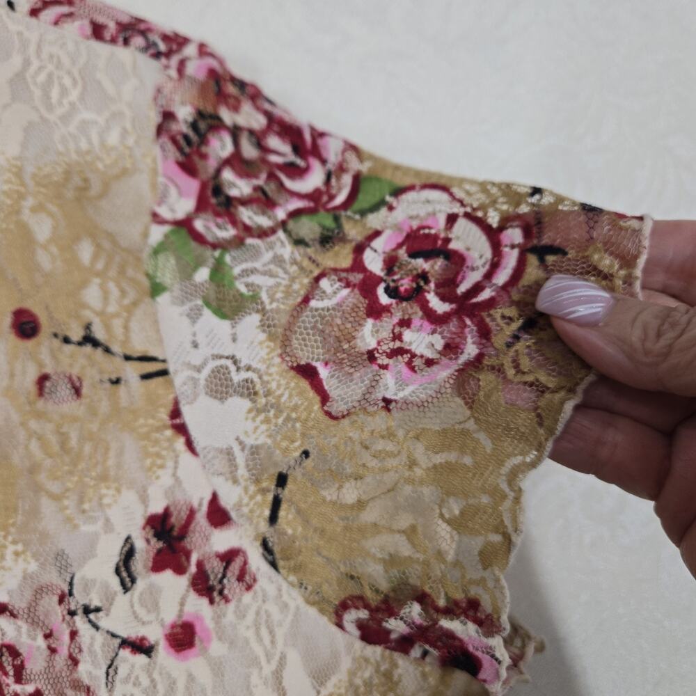 Venezia Lace Top 18/20 Ivory Multi Button Front Flutter Sleeve Fairy Boho - Picture 8 of 16
